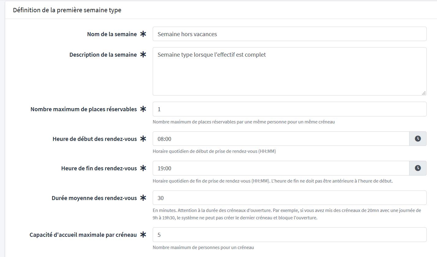 Première semaine type