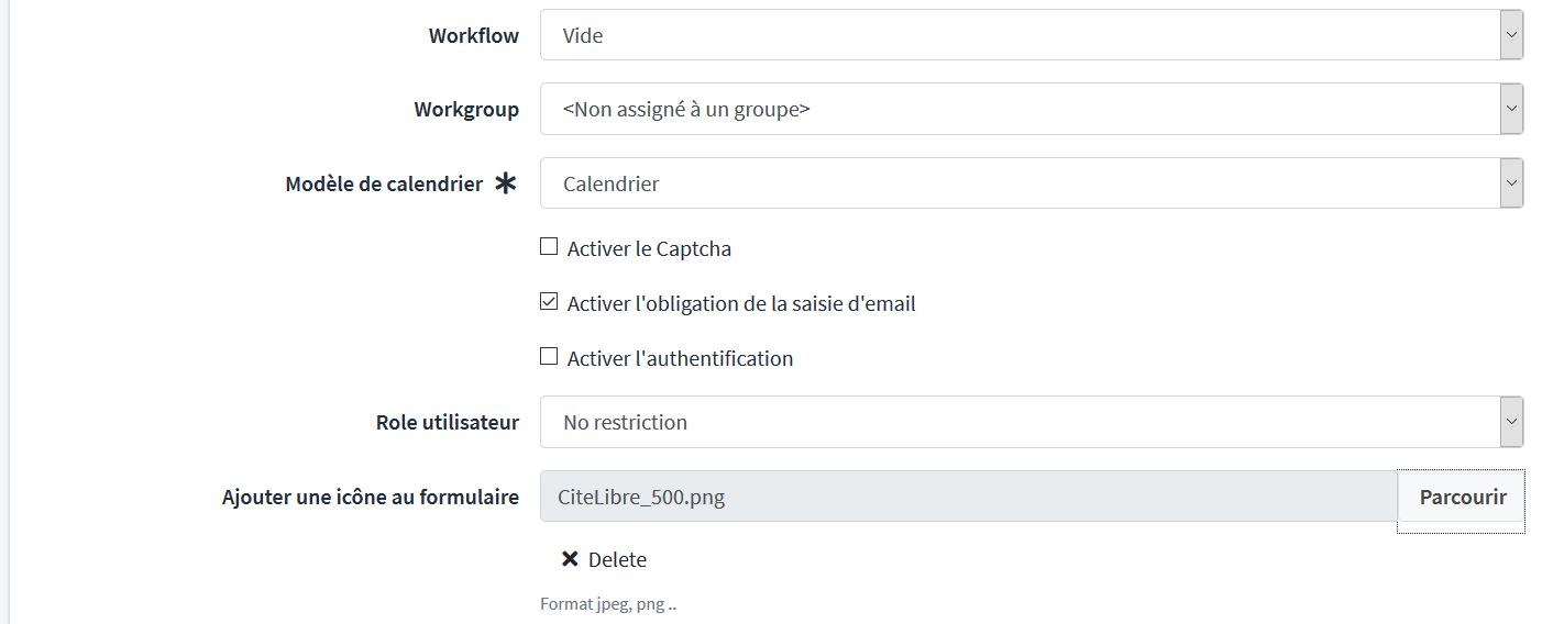 Paramètres généraux à la création