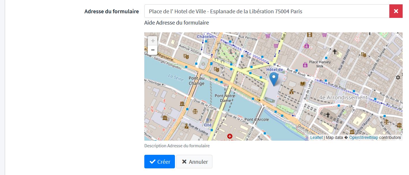 Géocodage de l'adresse du lieu de rendez-vous