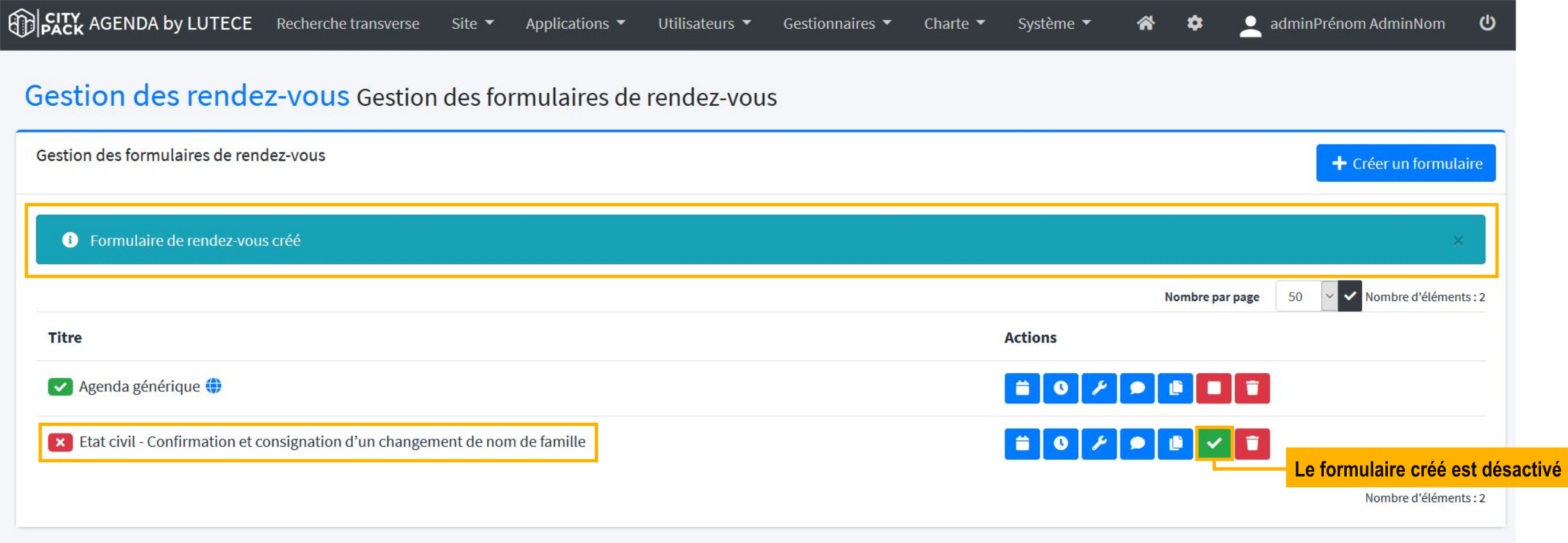 Le formulaire est créé
