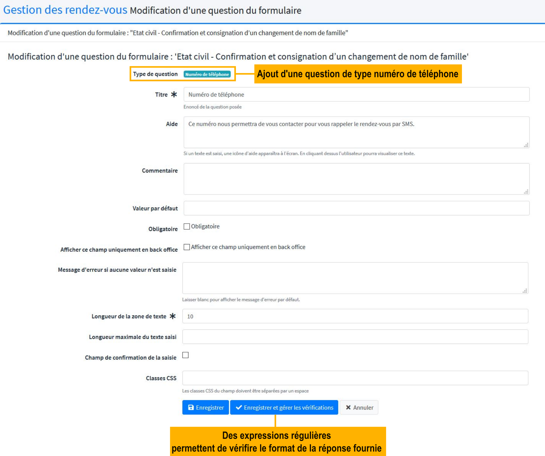 Ajout d'une question demandant le numéro de téléphone