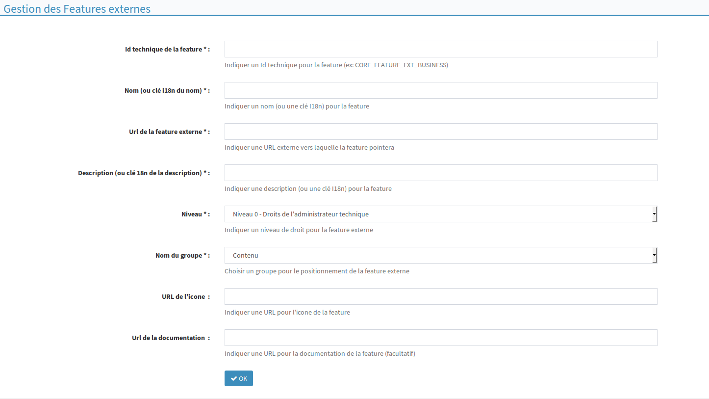 Ajouter une admin feature