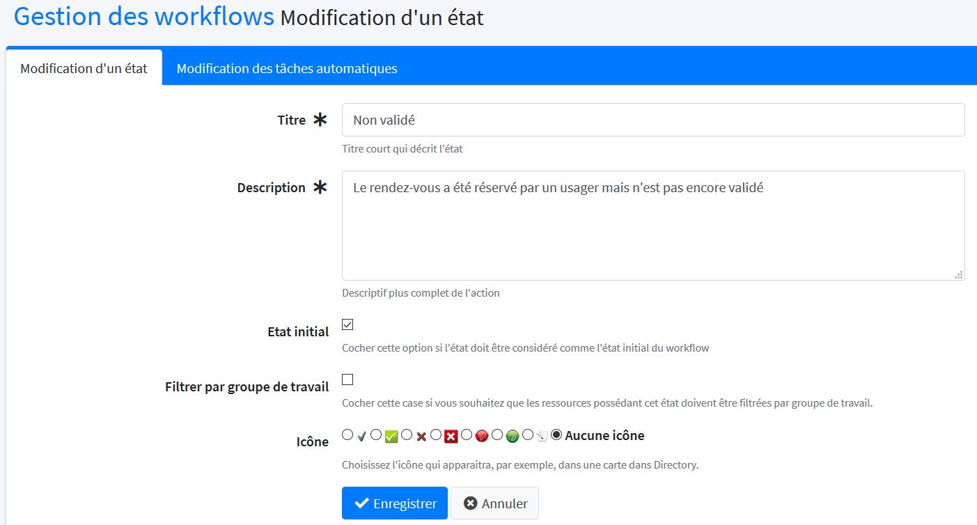 Définition du premier état du workflow