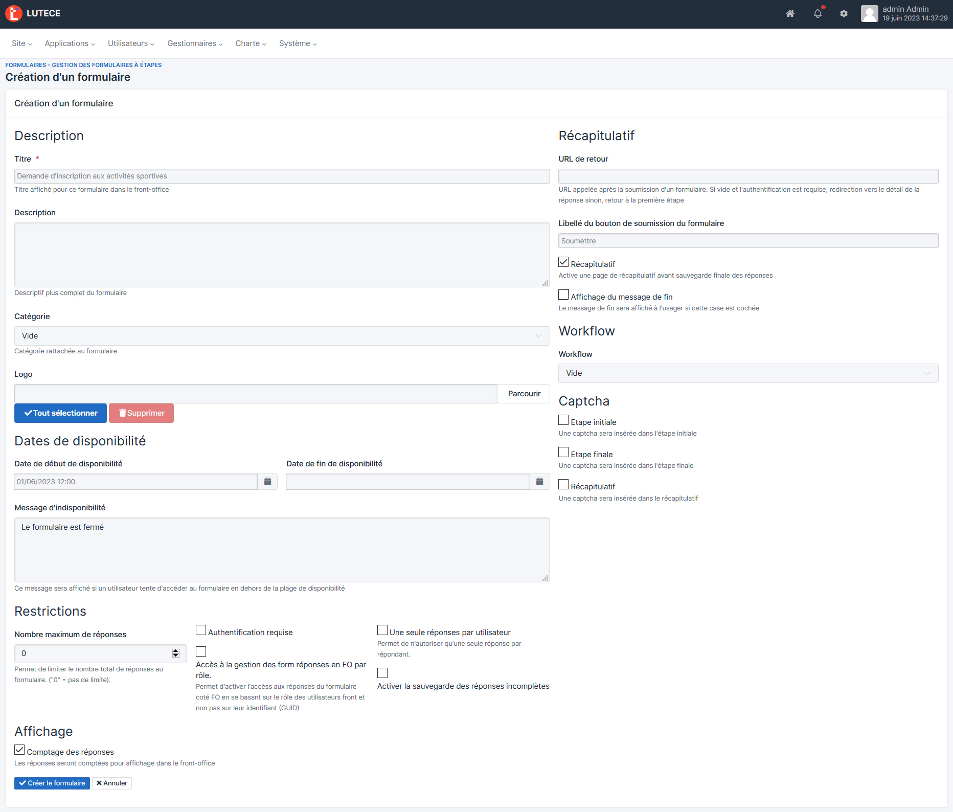 Création d'un formulaire