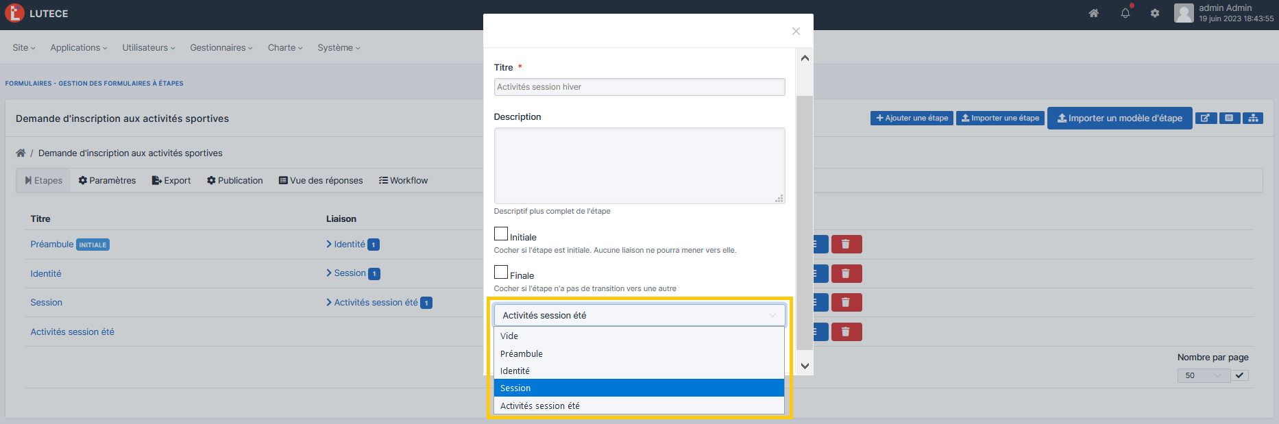 Ajouter une étape_Liaison