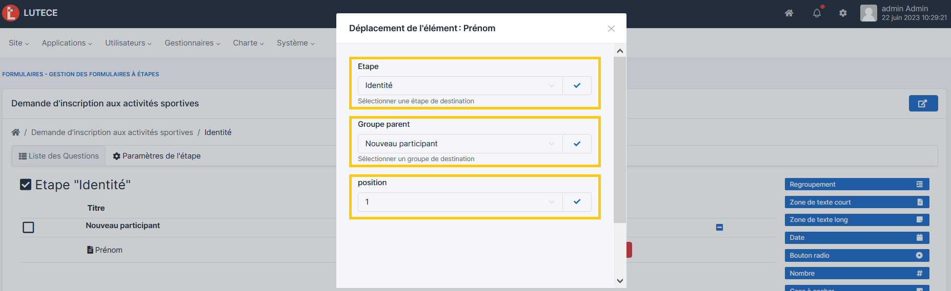 Déplacer une entrée