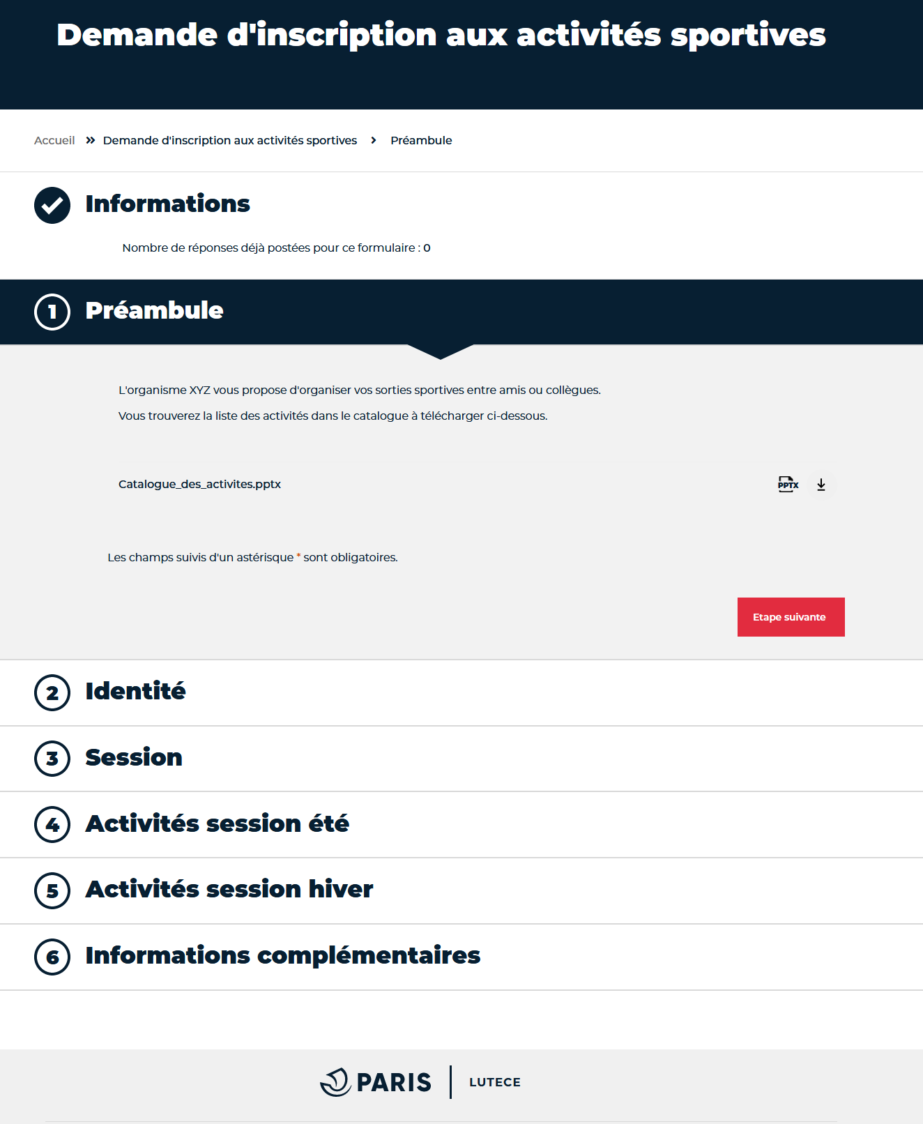 Affichage avec fil d'ariane