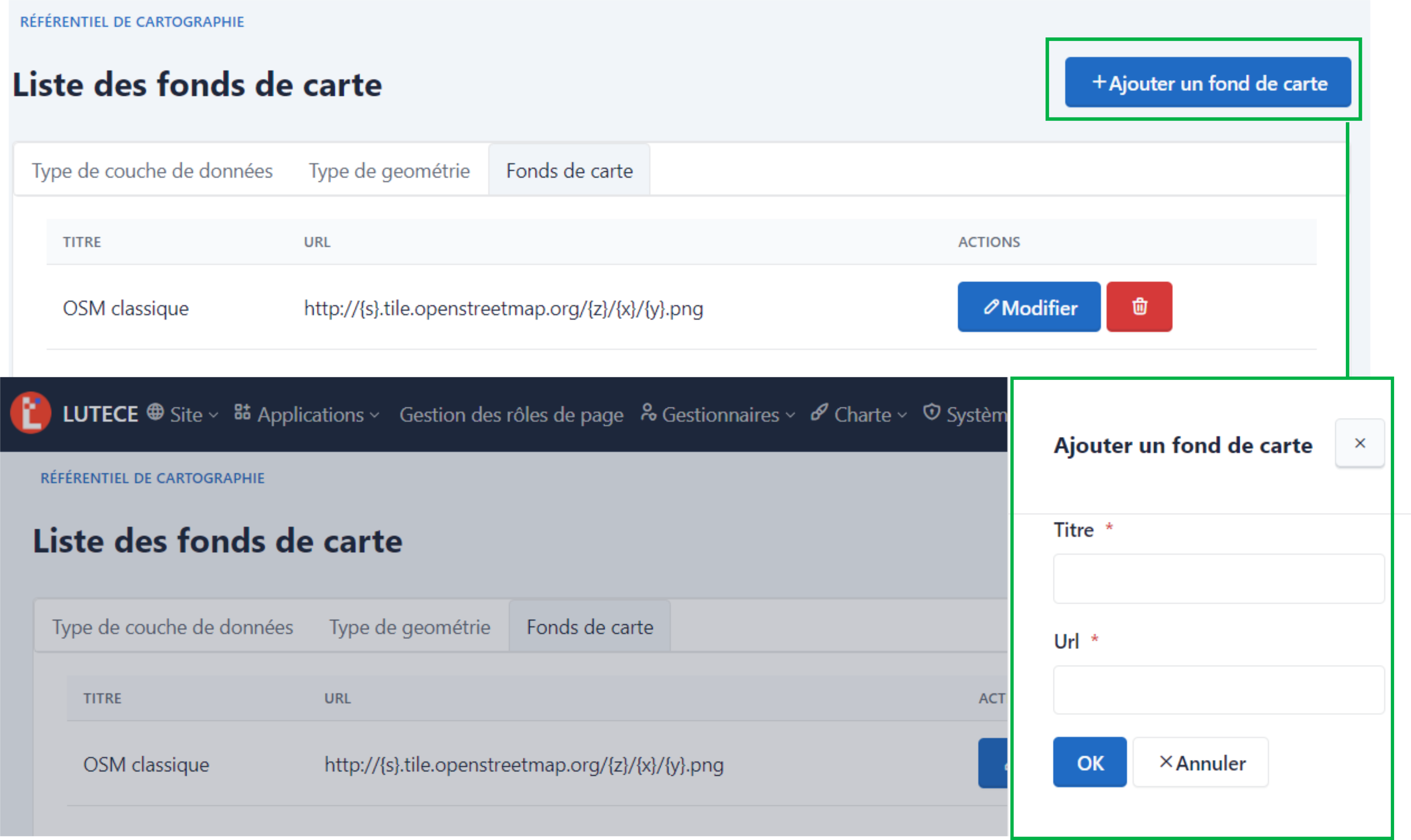 Vue de la bibliothèque de fonds de carte