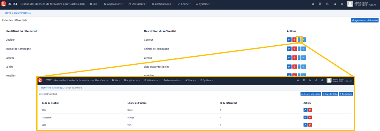 Liste de référentiels
