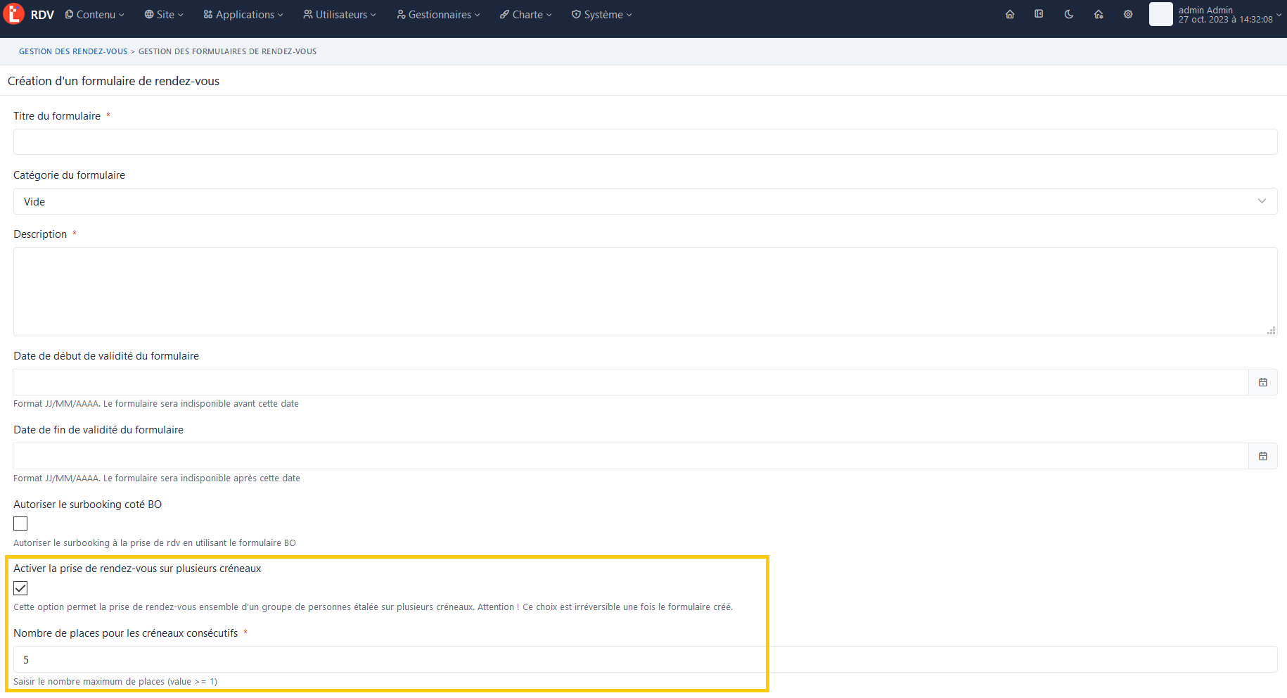 Créneaux consécutifs