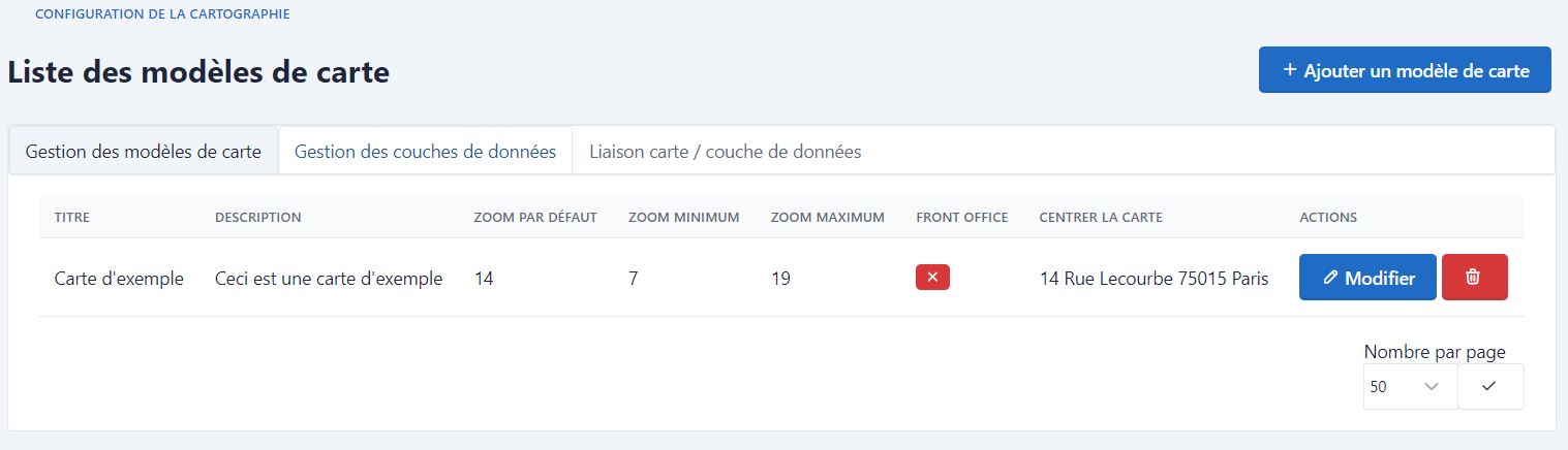 Liste des modèles de carte