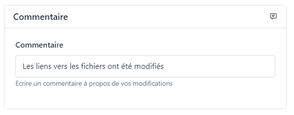 Propriétés commentaires