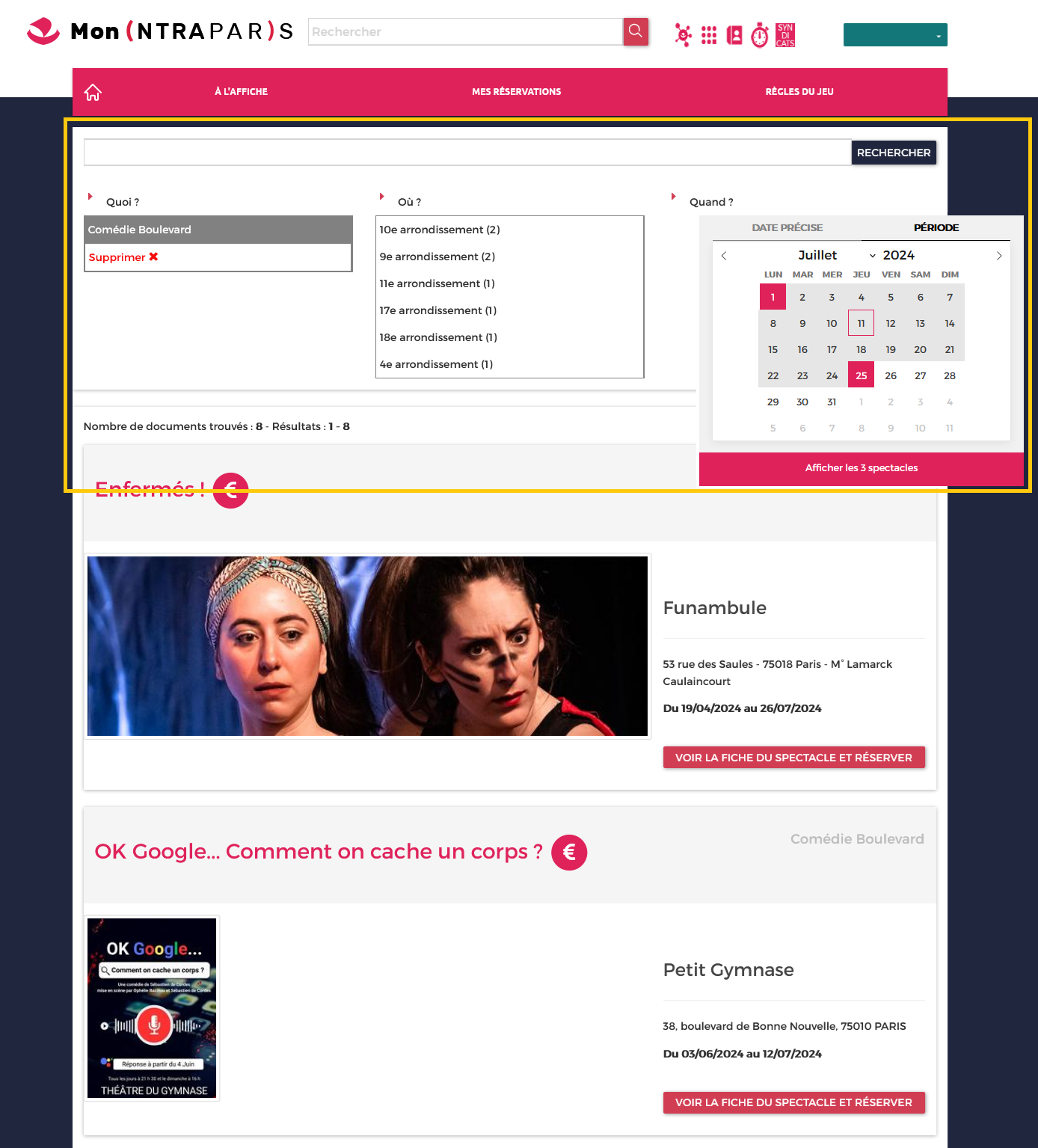 RechercheSpectacles