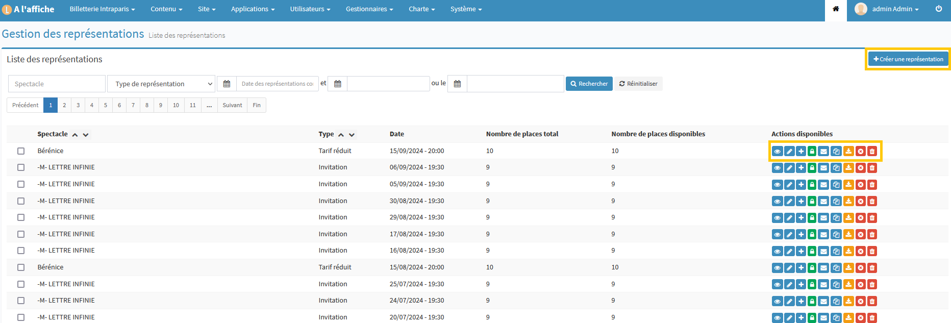 Gestion des représentations