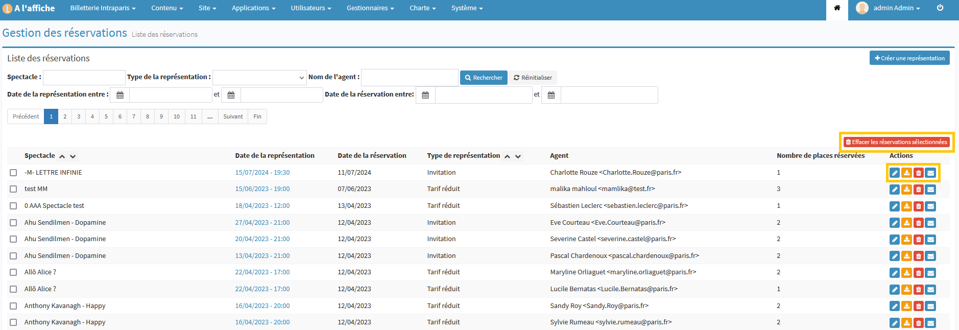 Gestion des réservations