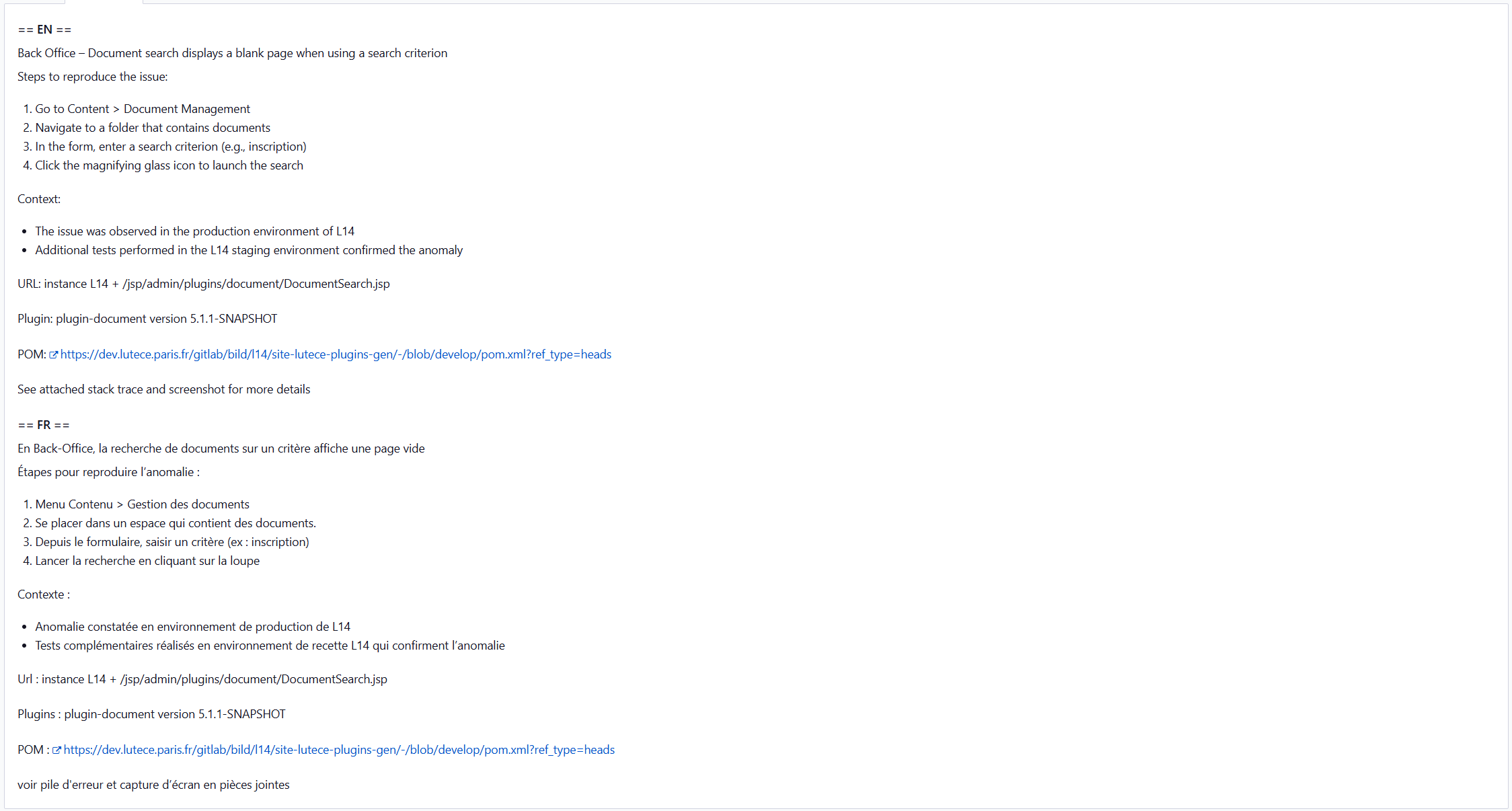 Exemple formatage ticket Redmine