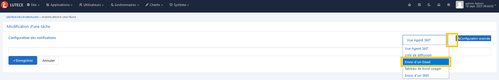 Notify user - email conf