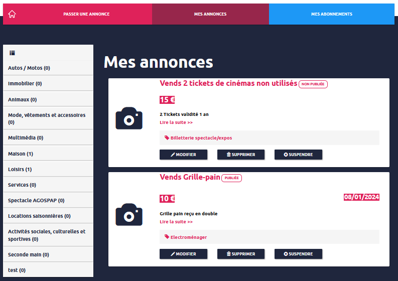 Mes annonces