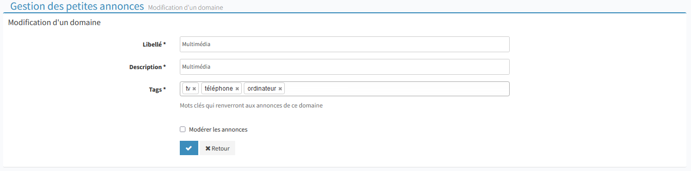 Modifier domaine